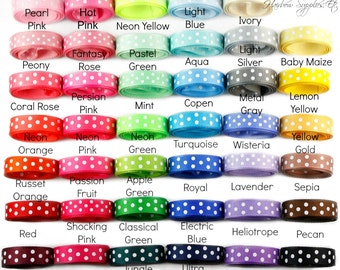 Polka Dot Ribbon, Swiss Dot Grosgrain Ribbon, 3/8 inch 5 yards Grosgrain Ribbon by the Yard, Cheer Ribbon for Bows, Hair Ribbon Sewing Craft