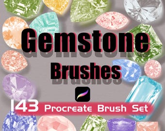 Pinceles de piedras preciosas para Procreate: Diseño de joyas, facetas de diamantes (descarga digital)