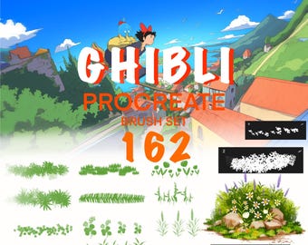 Set de pinceles Ghibli para Procreate: 162 pinceles de naturaleza y fantasía (descarga digital)