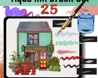 Serie Art Master: Juego de 25 pinceles de tinta aqua para Procreate