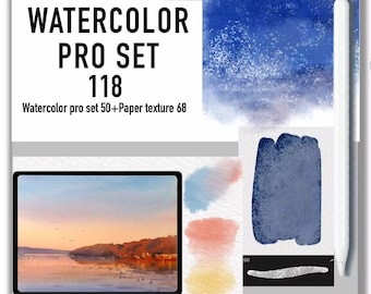 Pinceles de acuarela para Procreate: 118 pinceles para paisajes e ilustraciones (descarga digital)