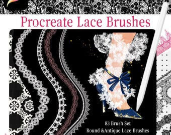 Pinceles de encaje para Procreate: Ilustración de diseño de moda (Descarga digital)