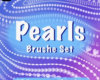 Juego de 47 pinceles con cadena de perlas y diamantes para Procreate