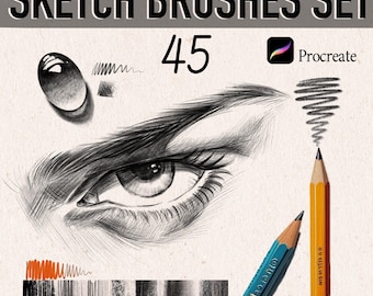 Set de lápices y pinceles de carboncillo para Procreate: Textura realista dibujada a mano (Descarga digital)