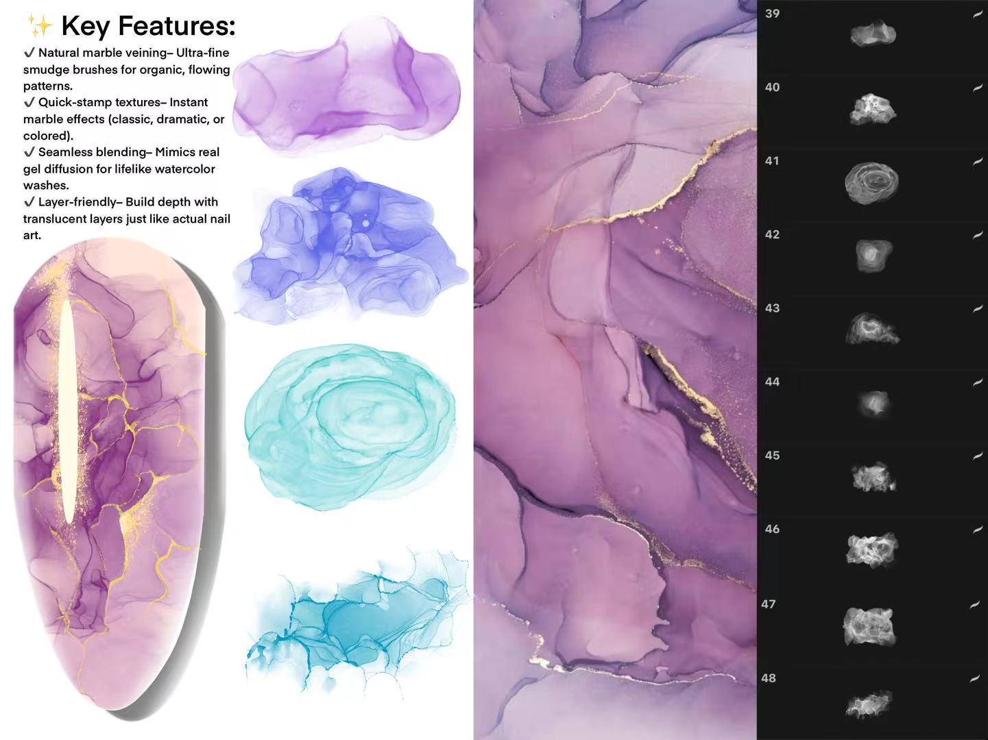 Procreate Normal Nails Nailartdesign Brush Set for Procreate Professional Tool for Nail Artist ...