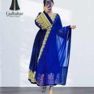 Royal Blue Afghan Dress | Traditional Afghan Party Wear | Afghan Fashion, Afghan Eid clothes | Attire with Tassel Details, Gulbahar Boutique