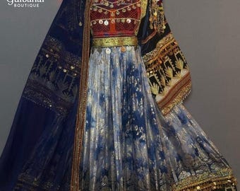 Afghan Dress Handmade | Brusha Fabric | Charma Embroidery | Vintage Chest Piece | Kuchi Traditional Dress | Ethnic Festival Outfit