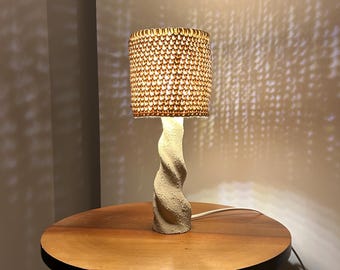 Boho Japandi Yarn Table Lamp: Handmade Sculptural Accent Lighting