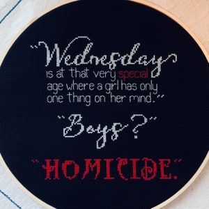 Homicide Wednesday Quote Cross Stitch PDF Pattern *instant download*
