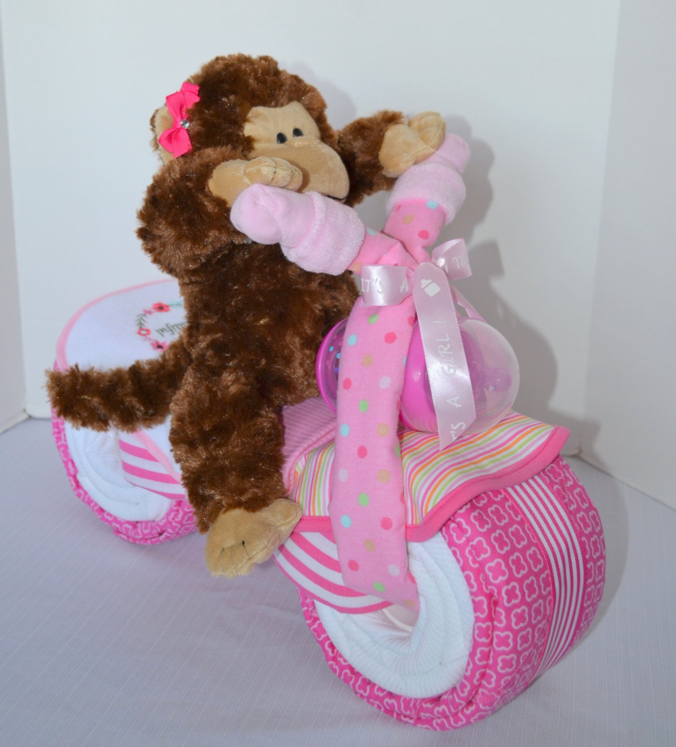 Motorcycle Diaper Cake Monkey Baby Shower Gift Etsy