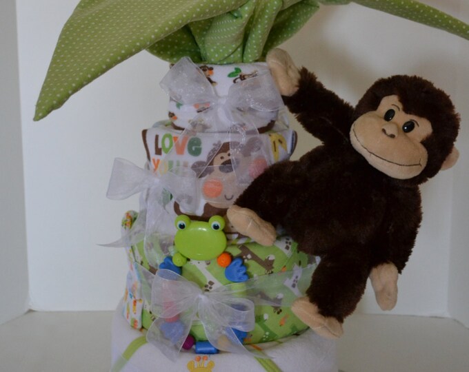 Diaper Cake Palm Tree Gorilla Jungle Safari Monkey Baby Etsy