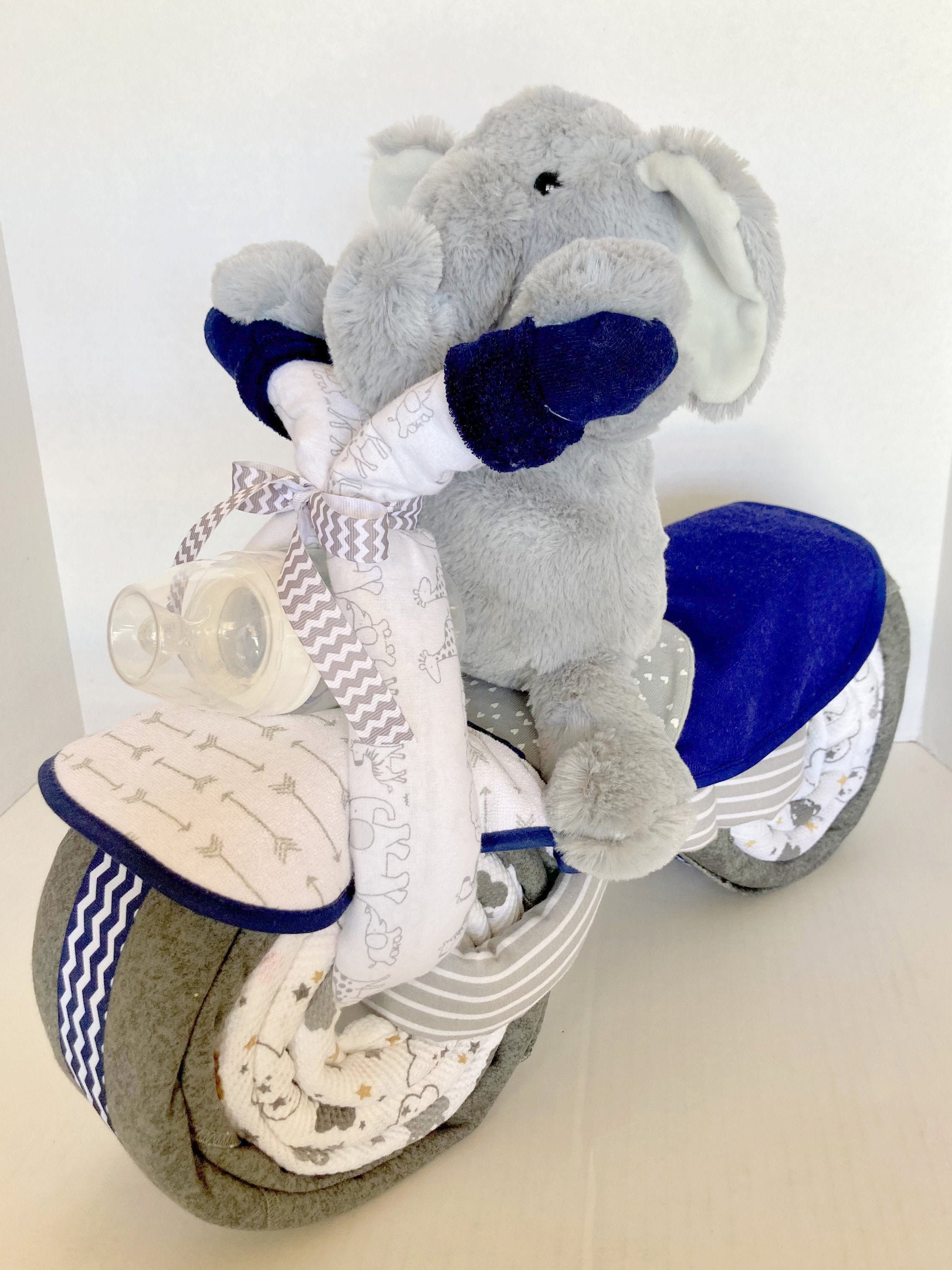 Elephant motorcycle diaper cake 2025