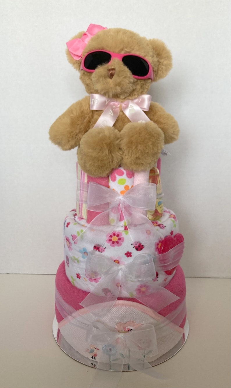 Diaper Cake, Baby Cake, Shower Gift , Baby Girl, Centerpiece, image 1