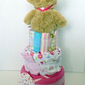 Diaper Cake, Baby Cake, Shower Gift , Baby Girl, Centerpiece, image 2