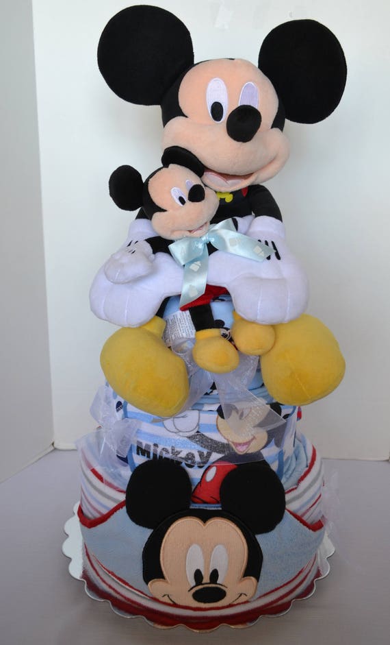 Baby Shower Diaper Cake Mickey Mouse Centerpiece Boy Gift