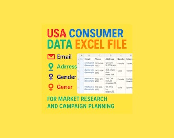 USA Consumer Data: Email, Phone, Address Excel File (Digital Download)