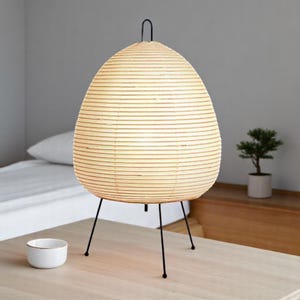 Lampada da tavolo in carta di riso giapponese - Lampada da scrivania minimalista fatta a mano, luce notturna soffusa per camera da letto, arredamento zen, lampada Shoji in stile vintage