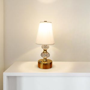 Crystal Touch Lamp: Gold Bedside Light with USB Charging