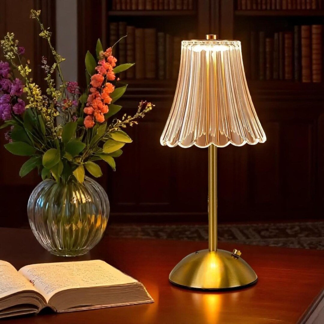 Vintage Style Bedside Table Lamp With Pleated Shade Warm Soft — free download