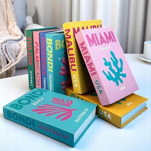 Zestaw 2 Palm Capri Ibiza Miami Tulum Fake Book Storage Box Travel Series Kolorowy dekoracyjny stolik kawowy Książki Strzelanie Prop Home Decor