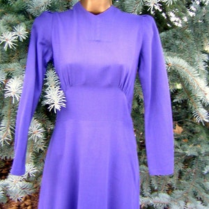 Vintage Dress 40s Blue Underarm Zipper Loop Buttons Waist Insert XXS CLEARANCE