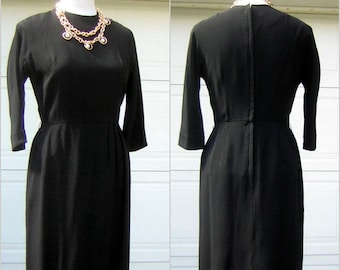 Little Black Dress Vintage 60s - Original FRANKLIN - Classic Lines LBD - Bust 39" CLEARANCE