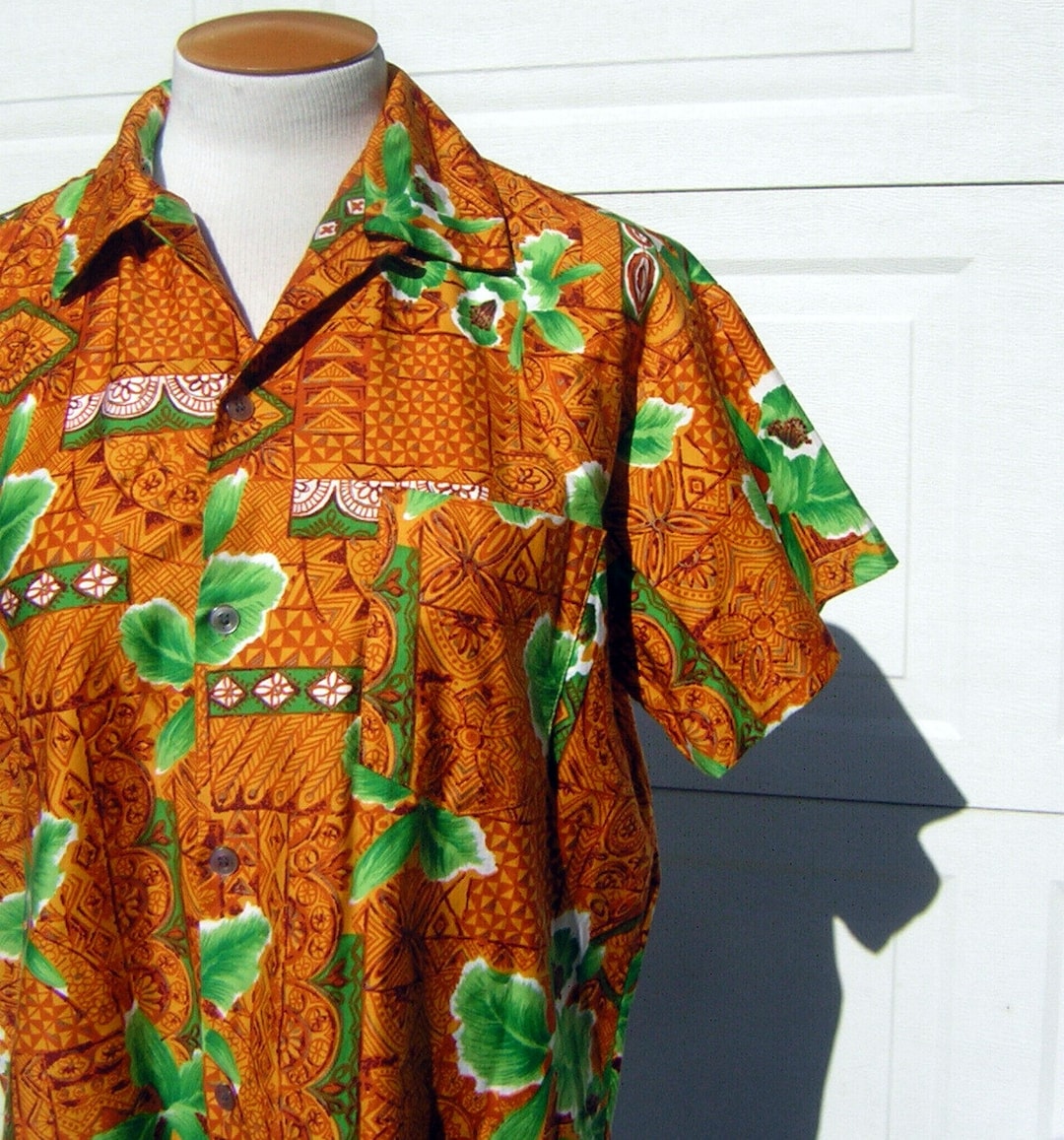 VTG 1960s MALUNA HAWAIIAN MADE ALOHA SHIRT COTTON TIKI ROCKABILLY S 38”