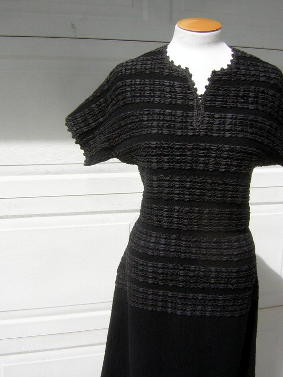 Vintage 40s Black Sweater Dress MARINETTE Zephyr … - image 9