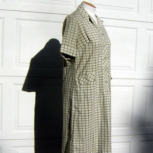 Green Plaid Day Dress Shirt Dress Shift Graff Vintage 60s Crisp & Easy Fit Bust 41 image 4