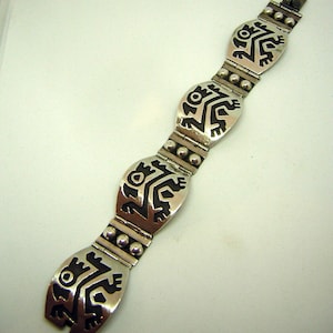 Vintage schwere Sterling Silber Armband MEXIKO 925 Old Pawn TAXCO Southwestern Style - Nachlass