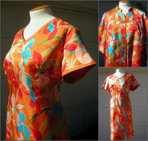 Vintage 60s 2 pc Dress Coat Set or Lounger & Robe… - image 1