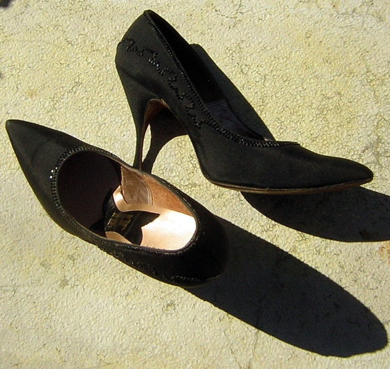 Vintage 50s Heels Spike Stiletto Black Magic Matte with | Etsy