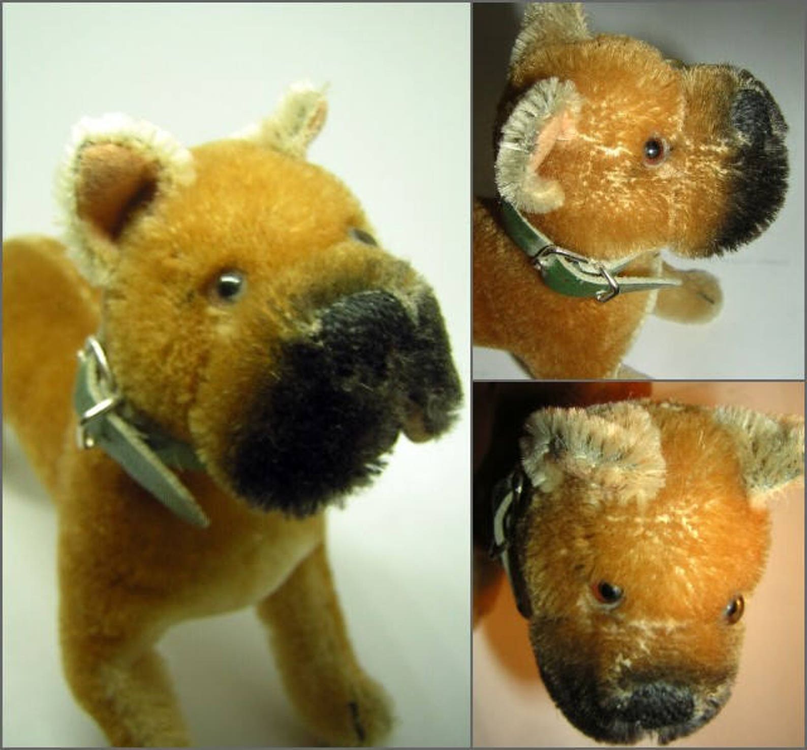 Vintage Steiff Boxer Dog Stuffed Toy 50's Mohair Green Etsy