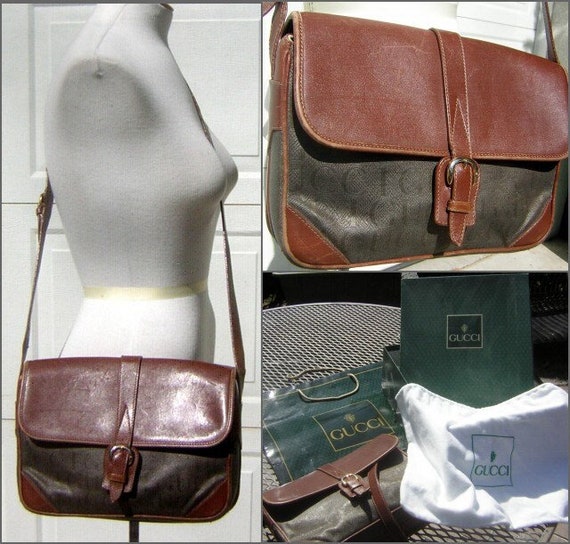 Vintage GUCCI Shoulder Bag with Original Box / Du… - image 1
