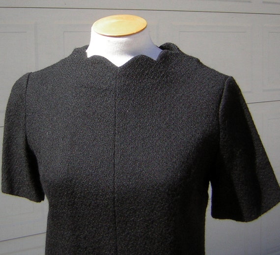 Vintage 60s Little Black Dress Wool Scooter Scall… - image 2