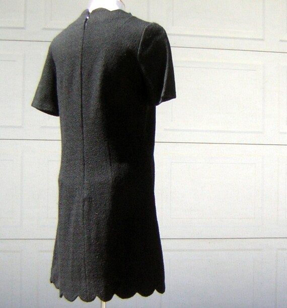 Vintage 60s Little Black Dress Wool Scooter Scall… - image 3