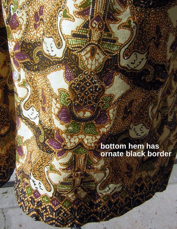 Vintage 70s Indonesian Batik Print Cotton Shirt -… - image 8