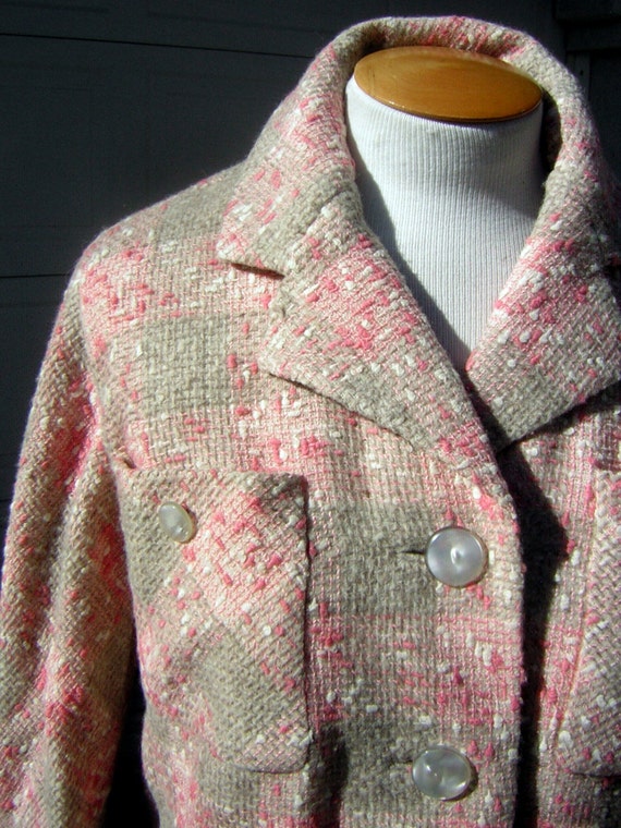 60s Pink Nubby Paris Tweed Suit Jacket real Vintage NOT | Etsy