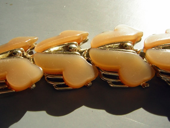 Peach Moonglow Lucite Bracelet Large Chunky & Lum… - image 4