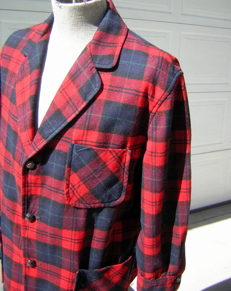 Pendleton Wool Plaid Jacket Vintage 1950s Large Unisex Woven Etsy New Zealand