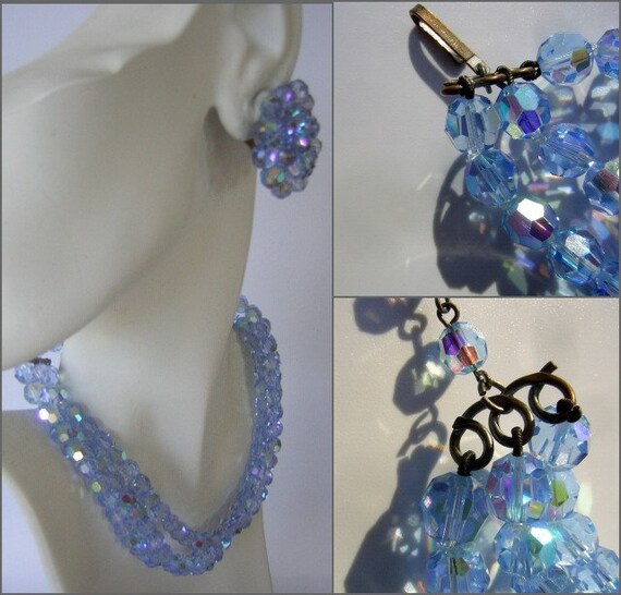 Vintage Crystal Parure Necklace Bracelet Earrings… - image 8