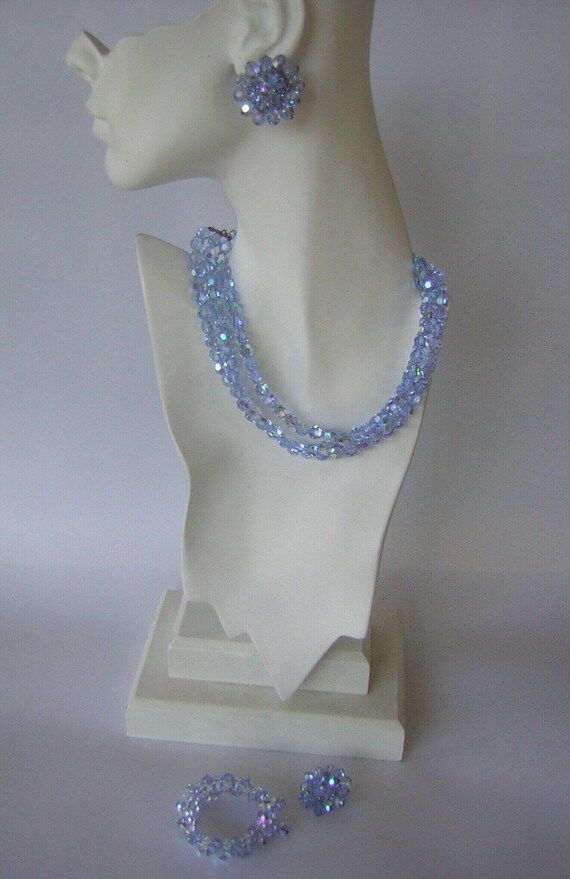 Vintage Crystal Parure Necklace Bracelet Earrings… - image 2