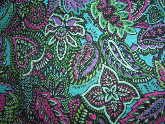 Paisley Dress Purple & Turquoise Cotton Vintage 6… - image 5