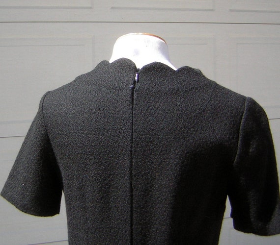 Vintage 60s Little Black Dress Wool Scooter Scall… - image 4