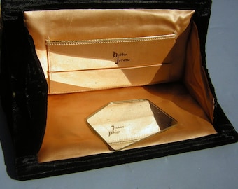 Pochette vintage Bobbie Jerome en velours noir - Sac à main de soirée