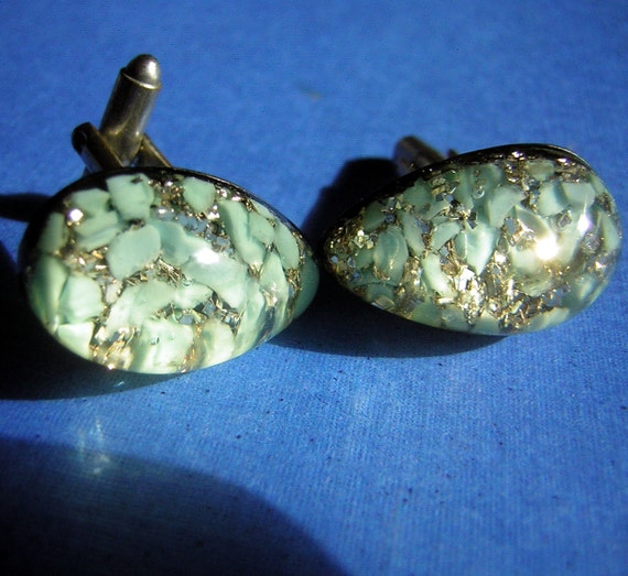 Vintage 50s Cufflinks Rockabilly Encased Lucite Hep Daddy Viva Las Vegas High Roller
