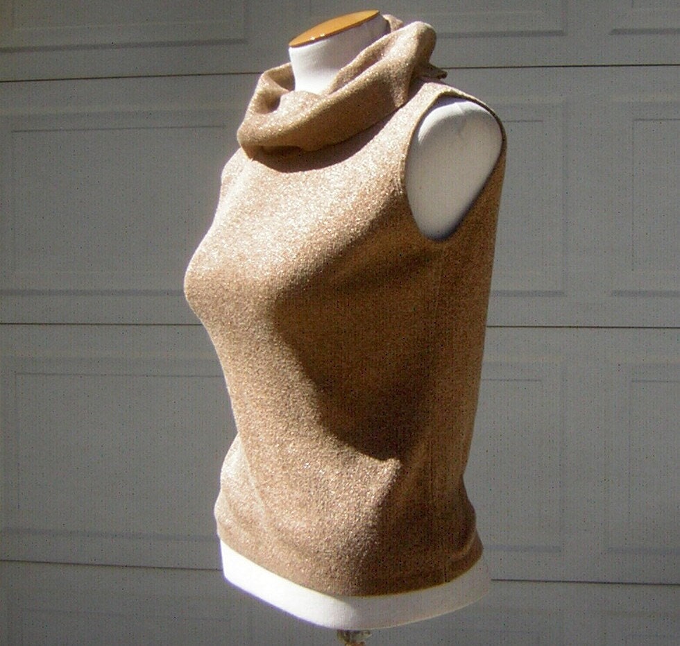Vintage 80s Gold JOSEPH A Qu'est-ce Que C'est Silk? SEXY Metalllic