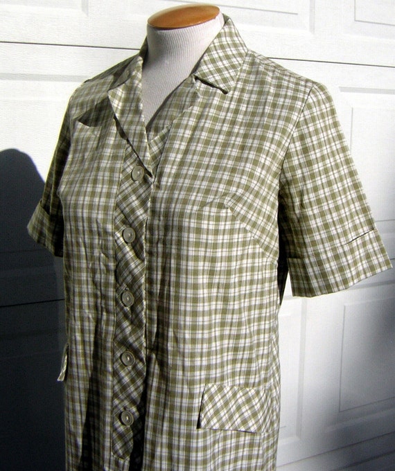 Green Plaid Day Dress Shirt Dress Shift - Graff V… - image 3