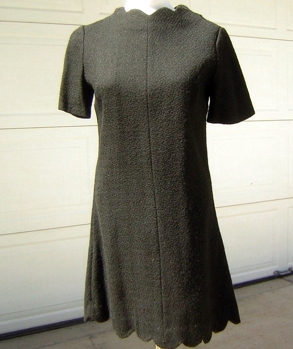 Vintage 60s Little Black Dress Wool Scooter Scall… - image 5