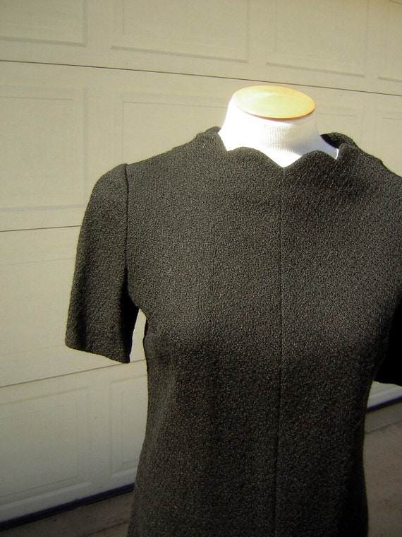 Vintage 60s Little Black Dress Wool Scooter Scall… - image 6